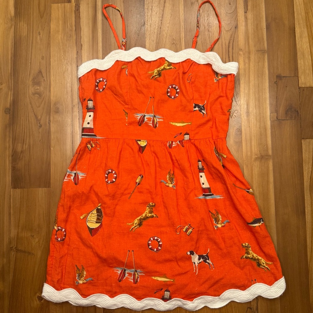 NWT Anthropologie Celandine Linen-Blend Scalloped Mini Dress - Picture 2 of 5